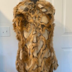 RACHEL ZOE Luxurious FAUX FUR VEST in Brown and Cream size XS